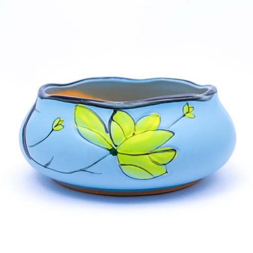 [99225] Maceta diseño liso con flores 15*15*7cm