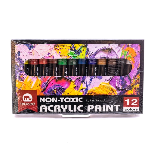 [P-300112] Pintura acrílica, madera, vidrio, tela, papel 12 piezas