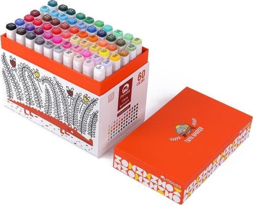 [P-165160] Marcador + pincel con caja MOBEE 60pc twin marker