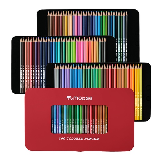 [P021B2] Lápiz de color 100 Oily pencils mobee en caja de cuerina