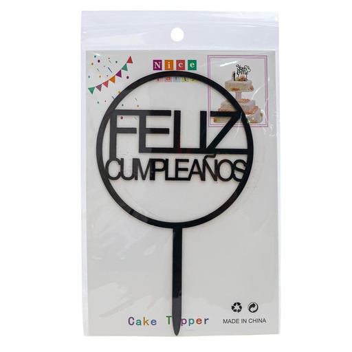 [92520] Centro de torta acrílico diseños feliz cumpleaños 1 pieza