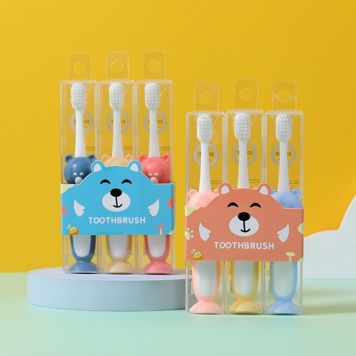 [R7733] Cepillo diente para niños 3pc con miniventosa