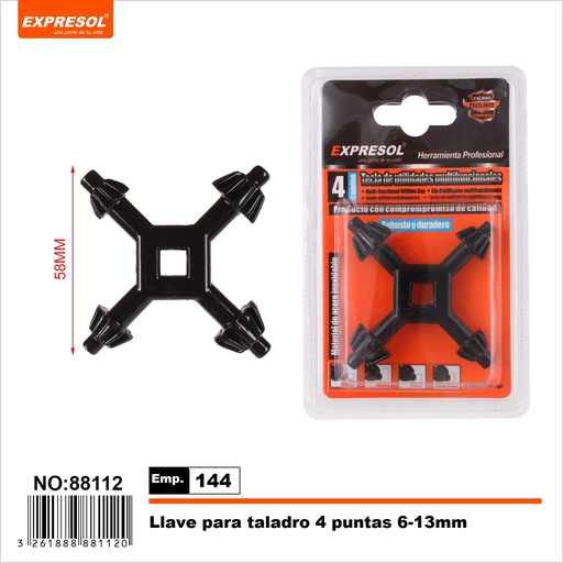 [88112] Llave para taladro 4 puntas 6-13mm expresol