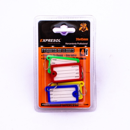 [88337] Paquete de llavero con porta nombre 4pc