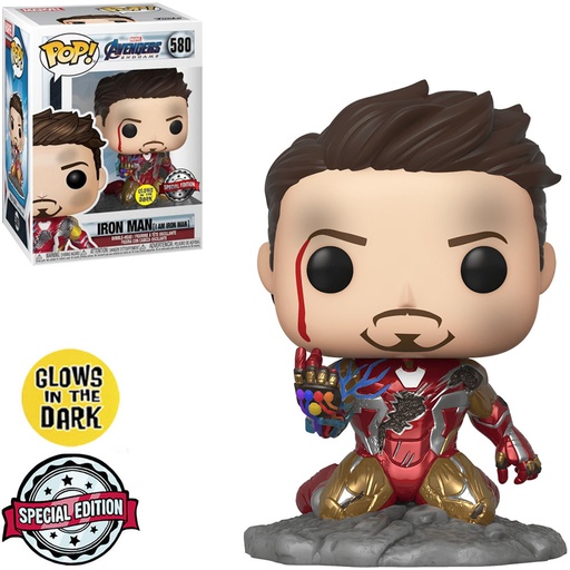 FUNKO POP MARVEL AVENGERS ENDGAME EXCLUSIVE - IRON MAN (I AM IRON MAN) 580 (METALLIC AND GLOWS IN THE DARK)