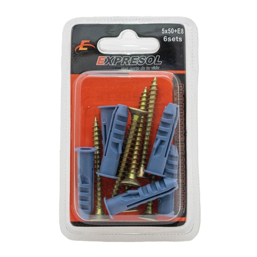 [88011] Paquete de tarugo y tornillo 5*50+E8 6 piezas EXPRESOL