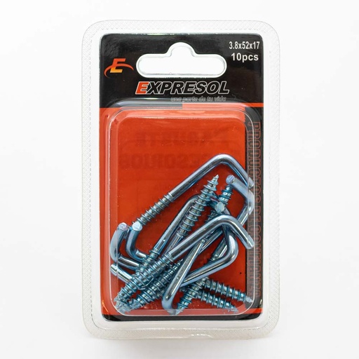 [88039] Paquete de tornillo gancho recto 3.8*52*17mm EXPRESOL