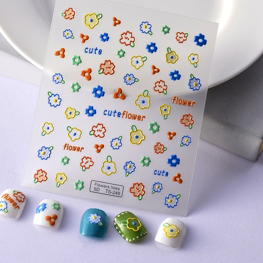 [TS-248] Sticker para uña flor colorido