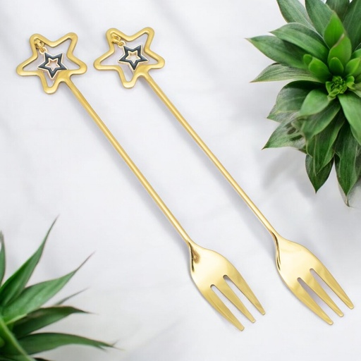 [92777] Tenedor diseño estrella dorada 16cm