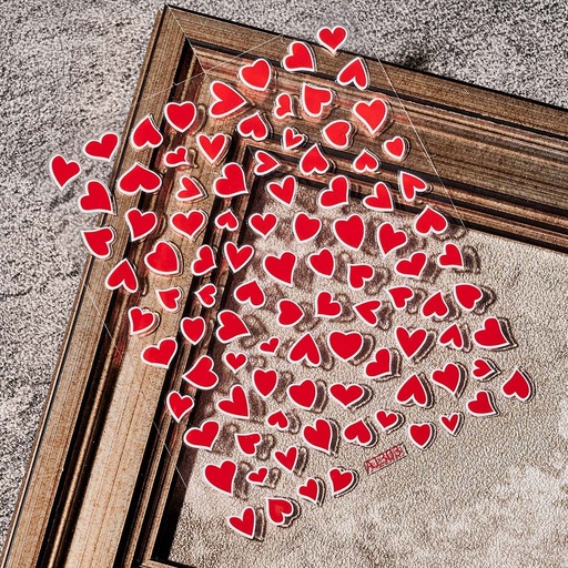 [31964] Sticker de corazon rojo borde blanco