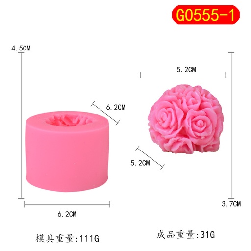 [32009] Molde de silicona bola de rosa  4.5*6.2cm