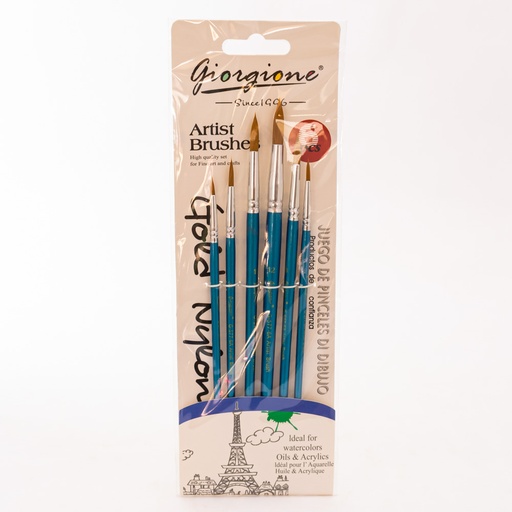 [G-577-6A] Set de pincel punta fina 6pc GIORGIONE