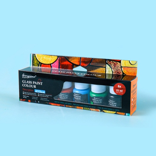 [G-6668-6B] Pintura para vidrio 25ml 6 piezas