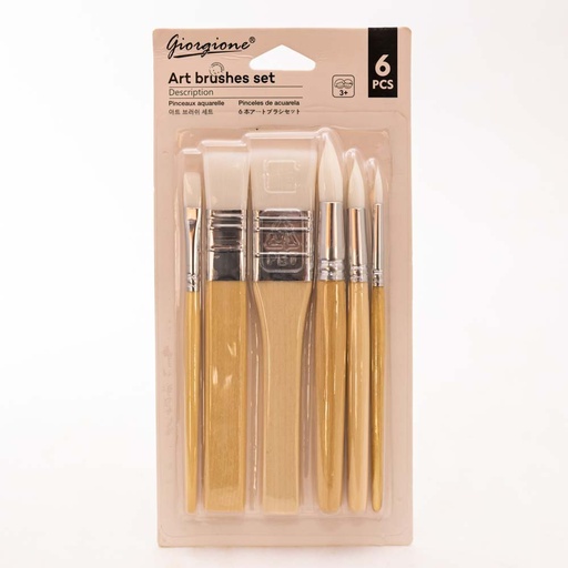 [G-M-6] Set de pincel mango de madera 6pc GIORGIONE