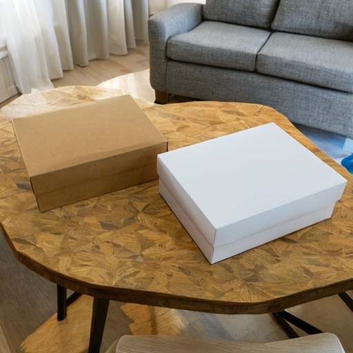 [90166] Caja 22*17cm blanco/marrón 12 piezas