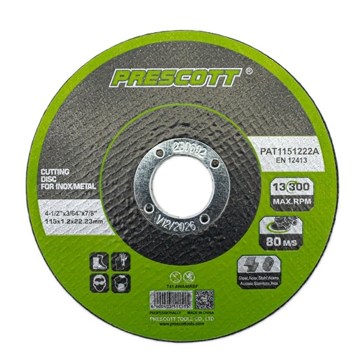 [PAT1151222A] Disco de corte inoxidable 115*1.2*22.2mm PRESCOTT