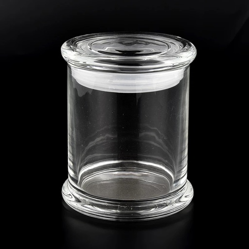 [32465] Frasco de vidrio cilindro con tapa 11*9cm 370ml