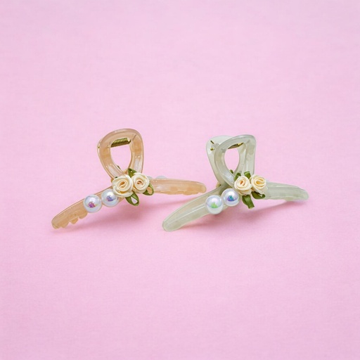 [32546] Pinza perla con flor 11cm