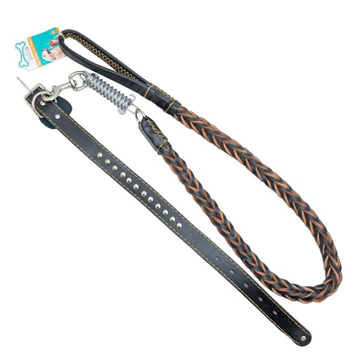 [71214] Collar para perro trenza cuerina