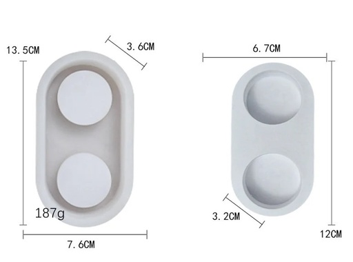 [32391] Molde de silicona diseño porta vela 2 orificios 13.5*7.6cm