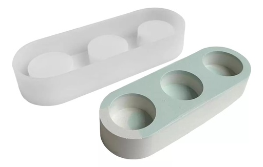 [32392] Molde de silicona forma porta vela 3 orificios 18.3*7.3cm