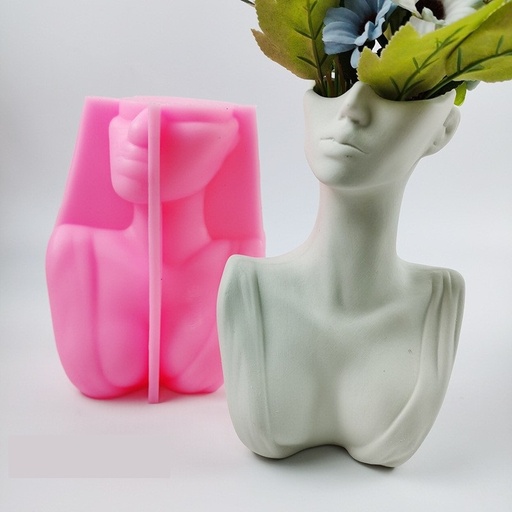 [32407] Molde de silicona maceta mujer medio cuerpo 17.5*13cm