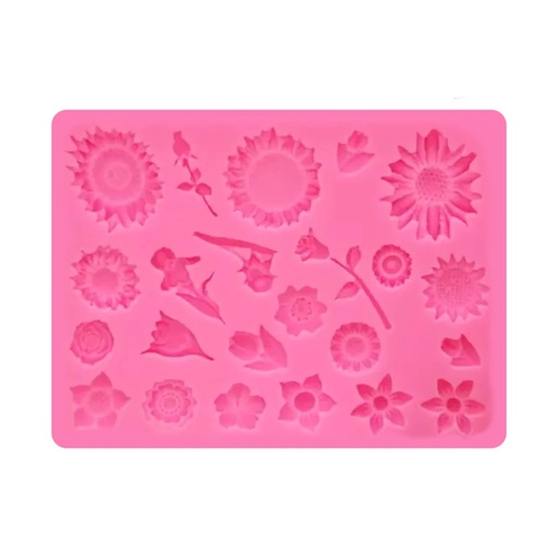[32384] Molde de silicona mix de flores 14*10.5cm