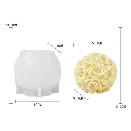 [32414] Molde de silicona vela esfera capullo de rosa 10.3*10CM