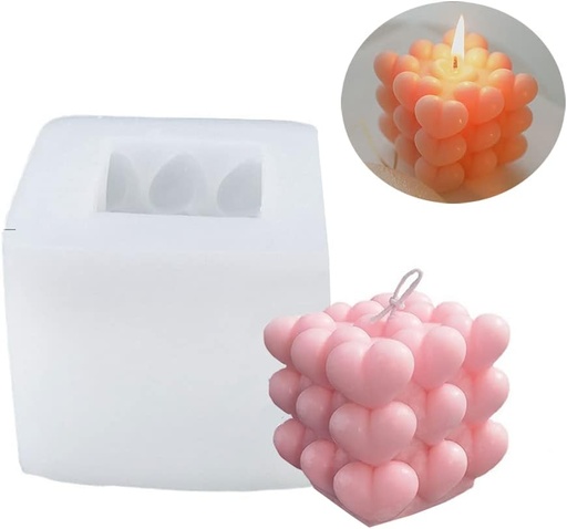 [dy213] Molde de silicona burbuja de corazón para vela 6.5cm
