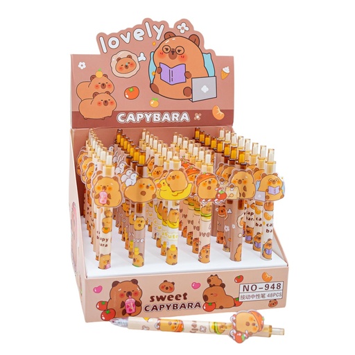 [32618] Bolígrafo negro diseño capibara