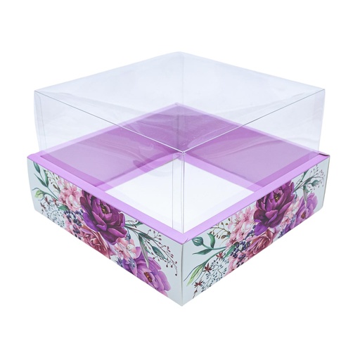 [32653] Caja con visor elevado diseño flor 25*25*15cm 12 piezas