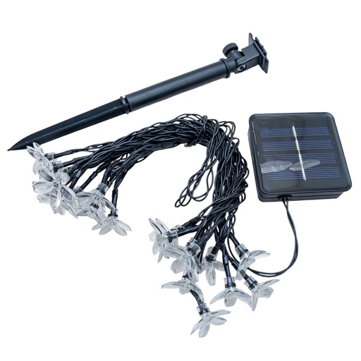 [32570] Luz navideño tira solar 50 flor 20L Blanco