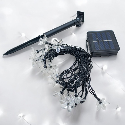 [32569] Luz navideño tira solar flor 5m 20L cálido