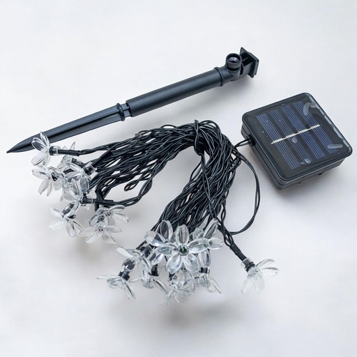 [32568] Luz navideño tira solar 5m flor colorido 20L