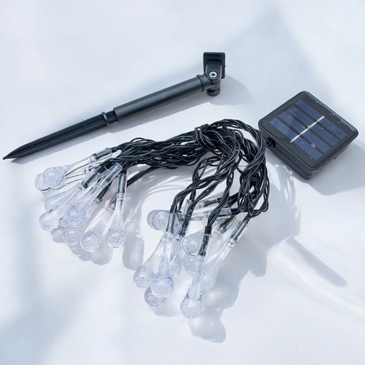 [32564] Luz navideño tira solar 5m gota blanco 20L