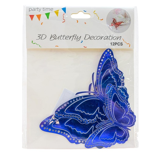 [32581] Mariposa decorativa 3D con adhesivo 12 piezas