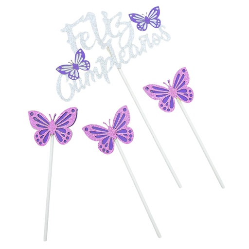 [32688] Topper feliz cumpleaños diseño mariposa