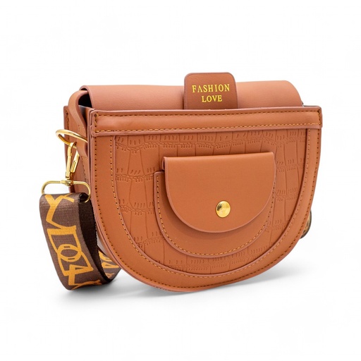 [32774] Cartera de cuerina semicircular