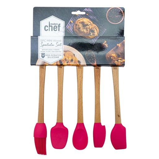 [32809] Set de espatula de silicona mango de madera