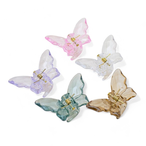 [33052] Hebilla transparente diseño mariposa 12pc