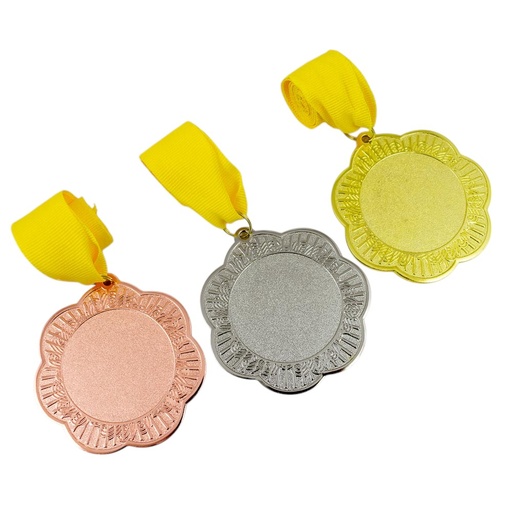 [33089] Medalla metálica diseño flor 7cm