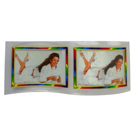 [60407] Porta retrato de vidrio curvo doble 15*10cm