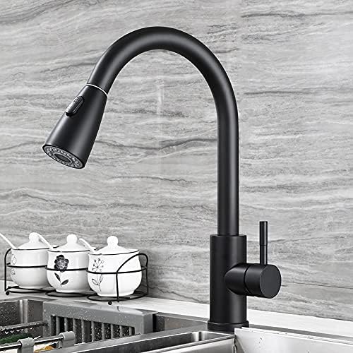 [52068] Grifo de cocina inoxidable alto con tirón